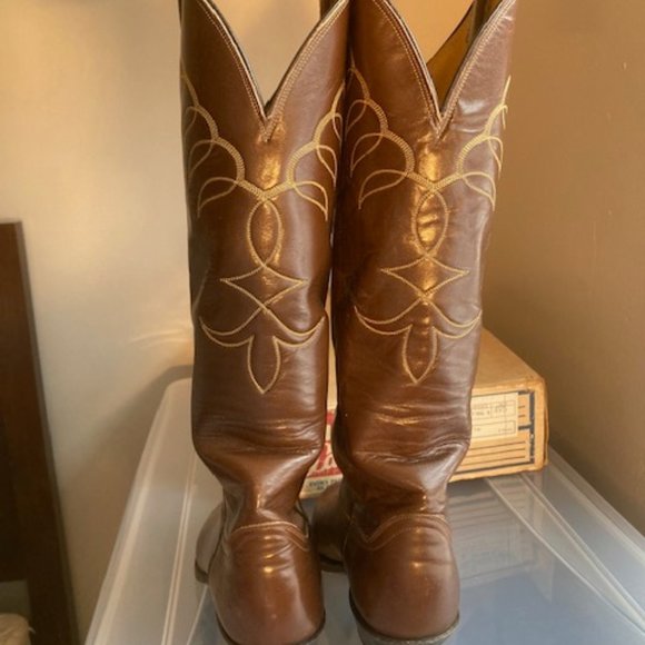 VINTAGE TONY LAMA COWBOY BOOTS mens 9.5 Excellent - Picture 6 of 15